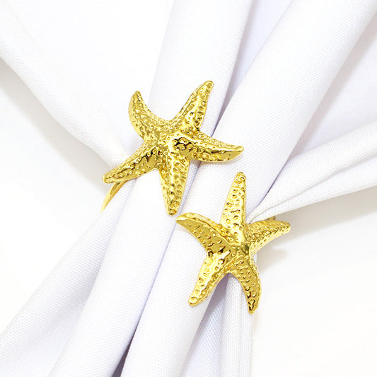 Gold Double Starfish Napkin Rings For Table Decoration