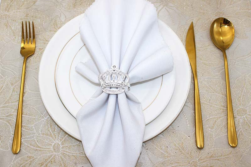 Silver Rhinestone Crown Napkin Rings For Table Decoration