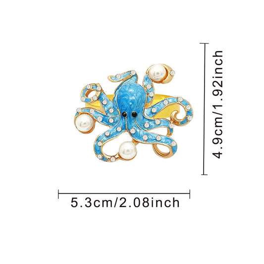 Blue Octopus Napkin Rings For Table Decoration
