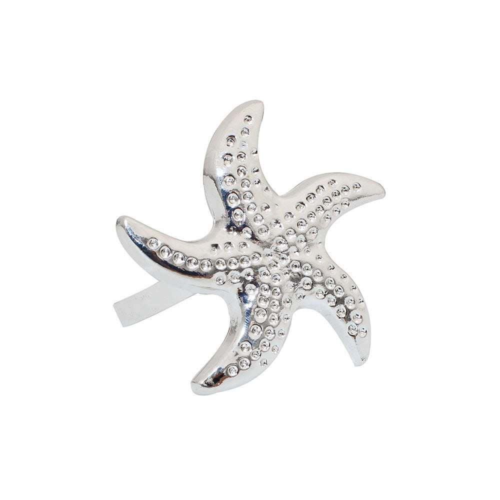 Silver Starfish Napkin Rings For Table Decoration
