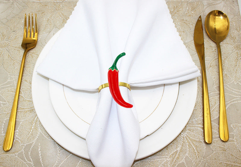 Red Chili Pepper Napkin Rings For Table Decoration