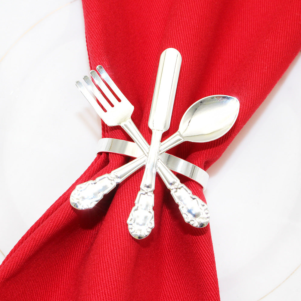 Silver Cutlery Napkin Rings For Table Decoration