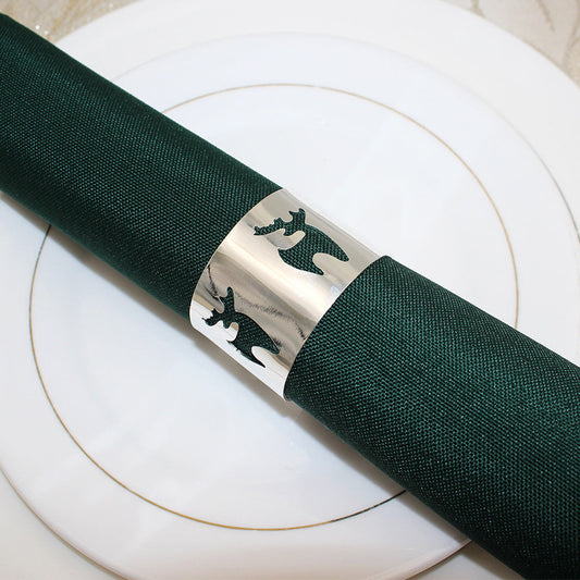 Silver Reindeer Cutout Napkin Rings For Table Decoration