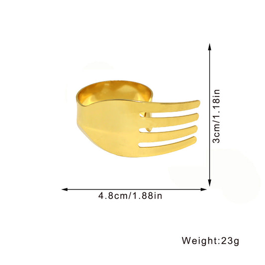 Gold Fork Shaped Napkin Rings For Table Decoration