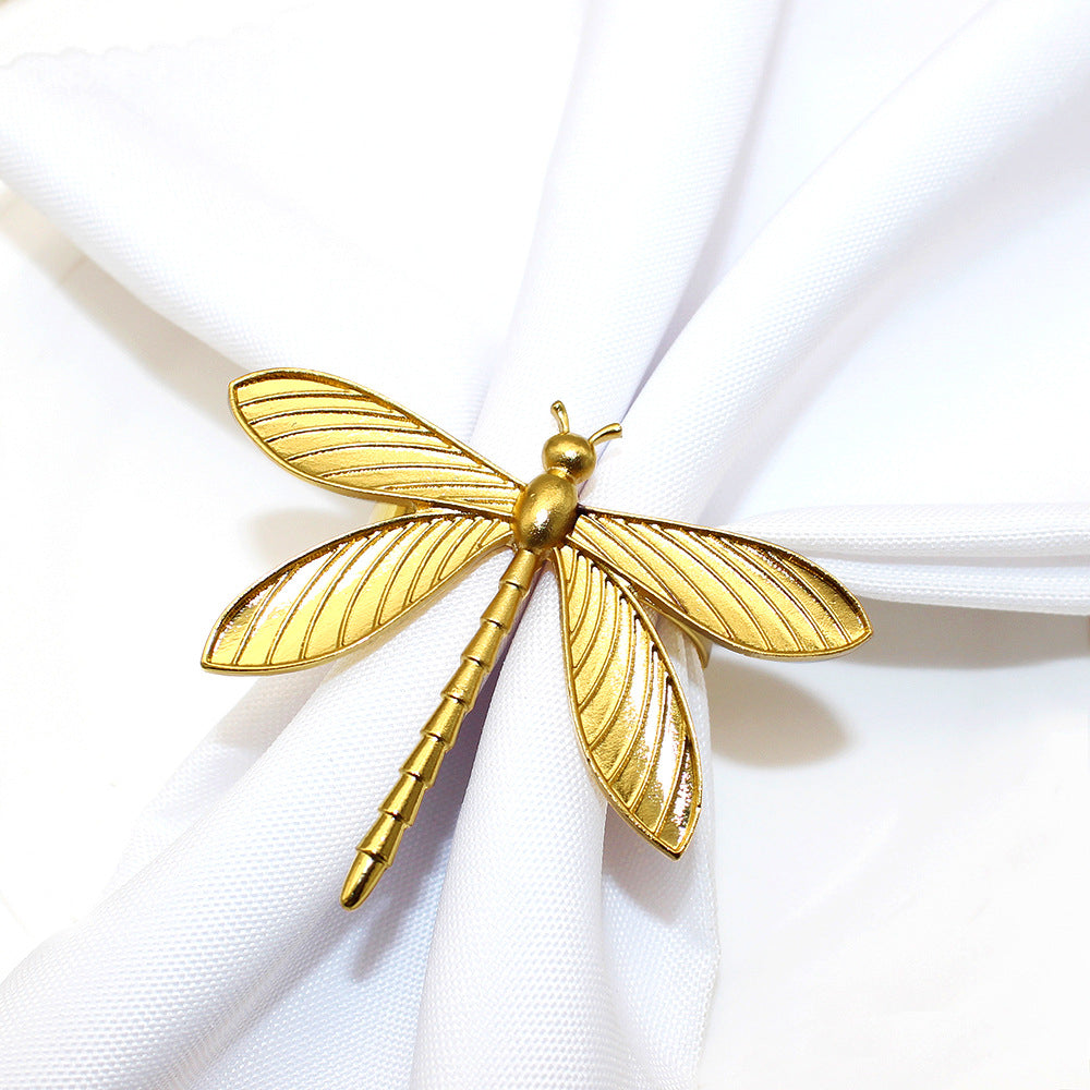 Gold Dragonfly Napkin Rings For Table Decoration