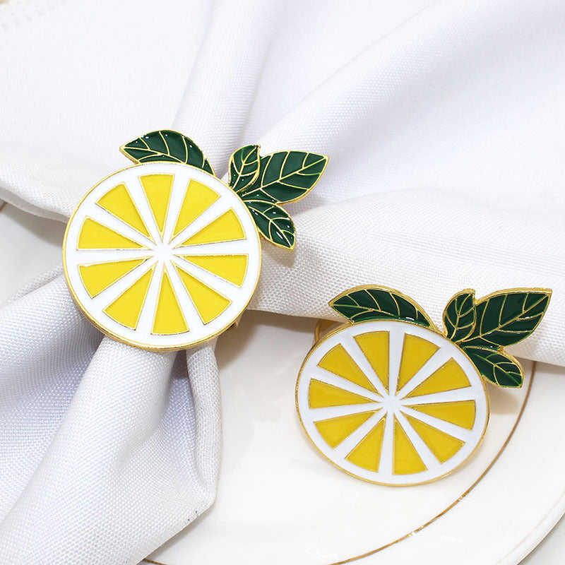 Yellow Lemon Slice Napkin Rings For Table Decoration