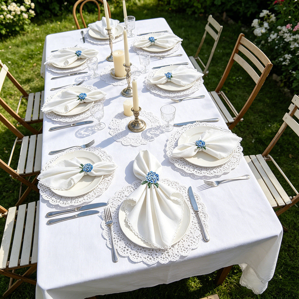 Blue Hydrangea Flower Napkin Rings For Table Decoration
