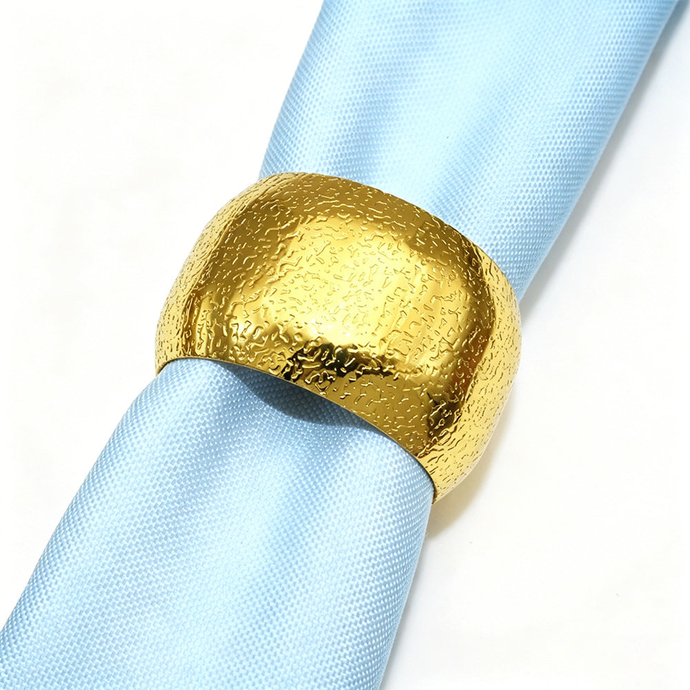 Gold Round Hammered Napkin Rings For Table Decoration