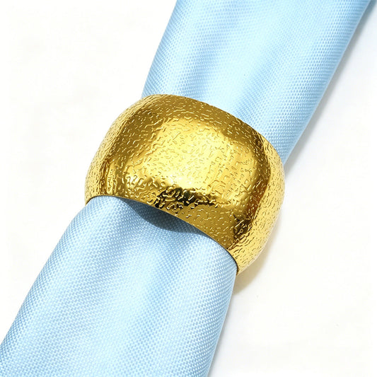 Gold Round Hammered Napkin Rings For Table Decoration