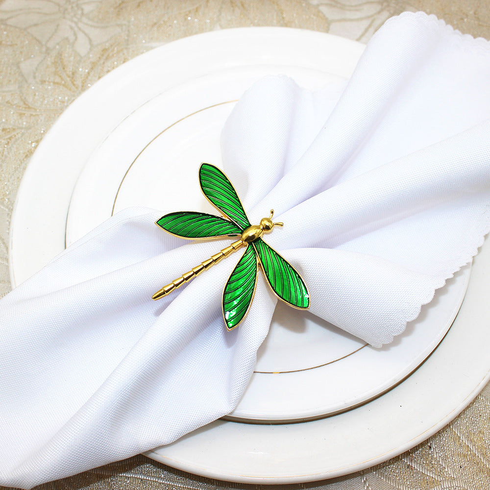 Green Dragonfly Napkin Rings For Table Decoration