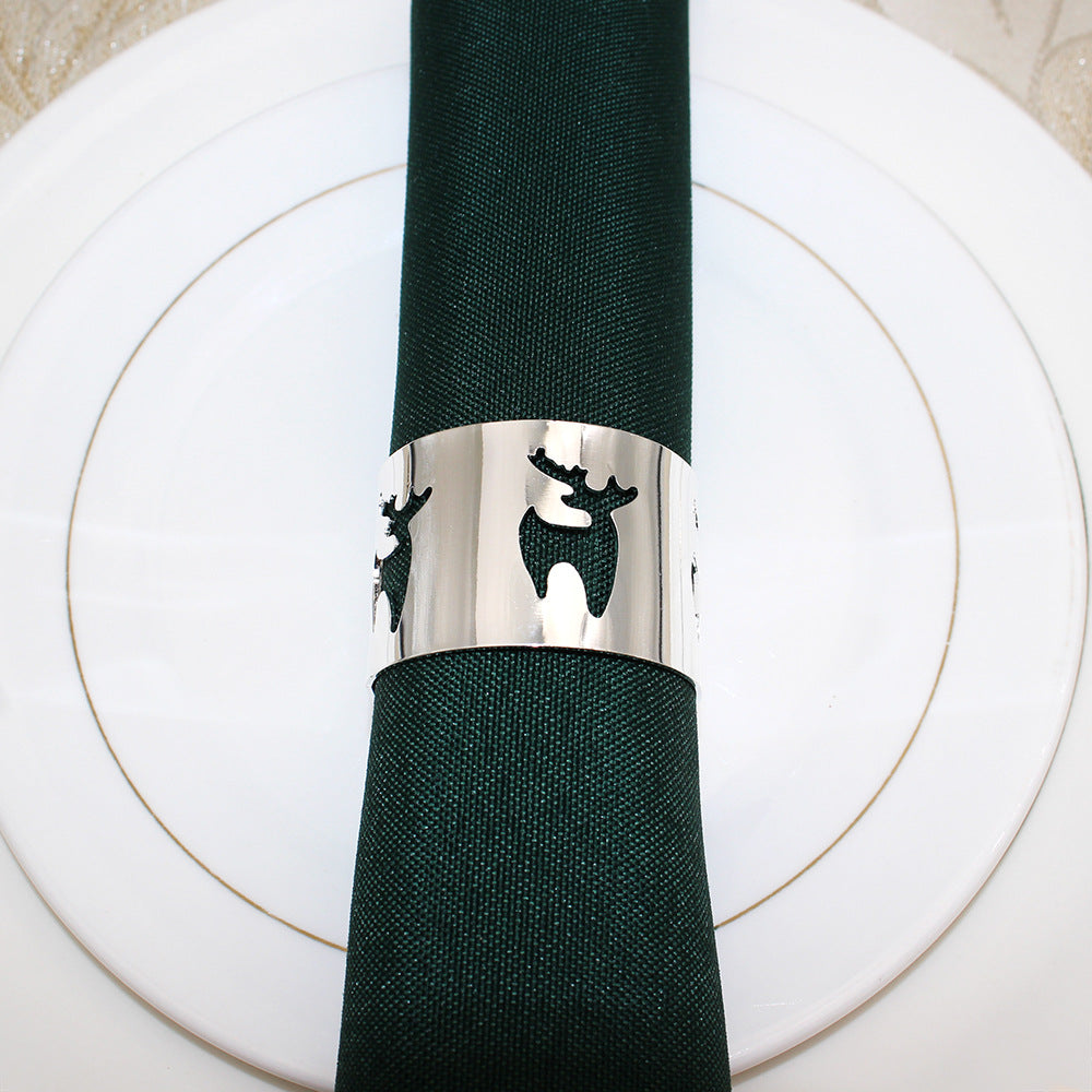Silver Reindeer Cutout Napkin Rings For Table Decoration