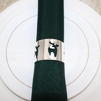 Silver Reindeer Cutout Napkin Rings For Table Decoration