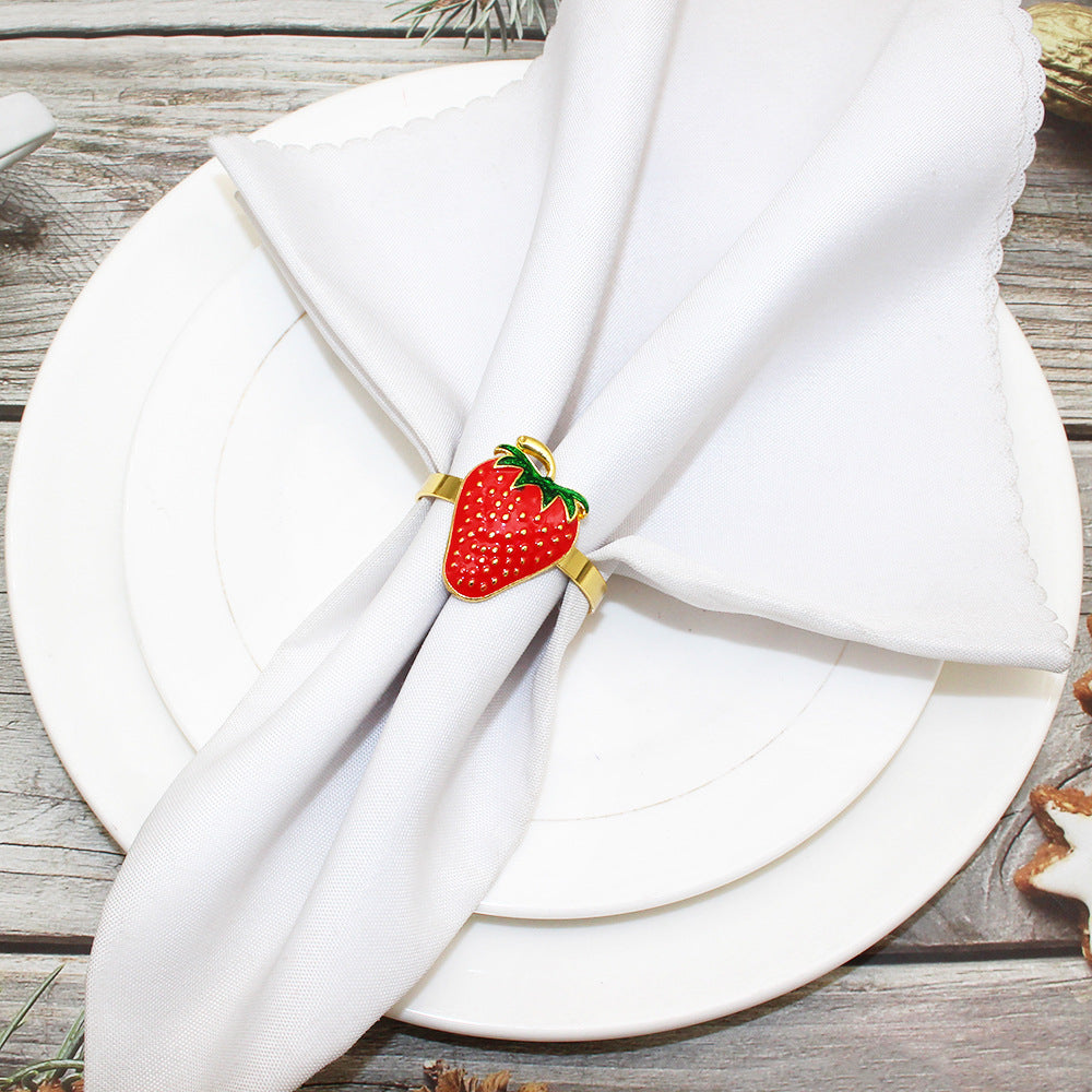 Red Strawberry Napkin Rings For Table Decoration