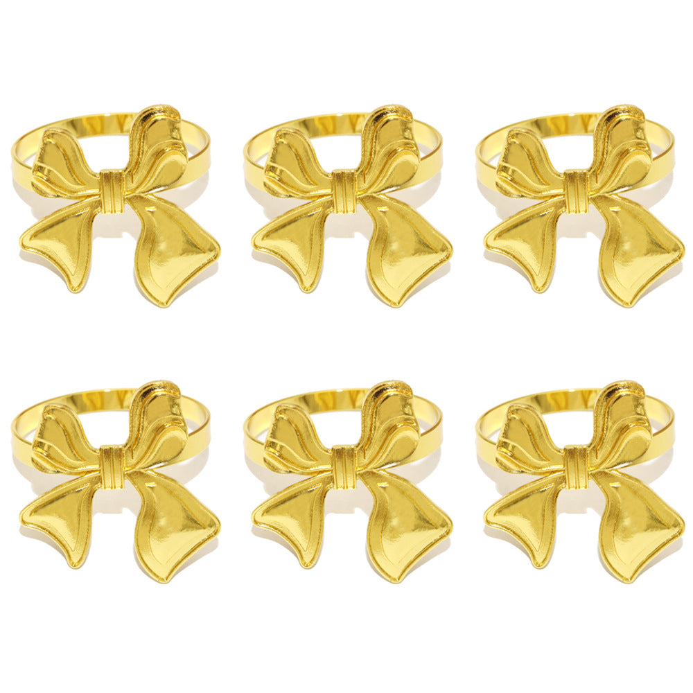 Gold Bow Napkin Rings For Table Decoration