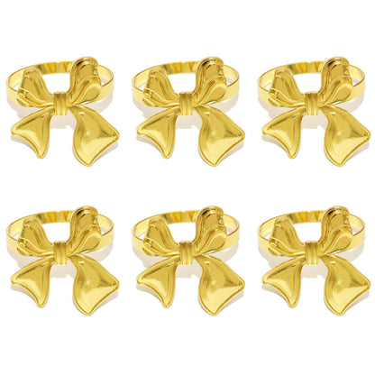 Gold Bow Napkin Rings For Table Decoration
