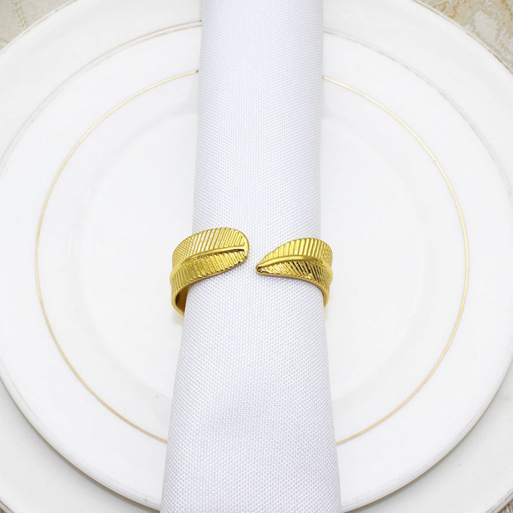 Gold Leaf Napkin Rings For Table Decoration