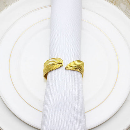 Gold Leaf Napkin Rings For Table Decoration