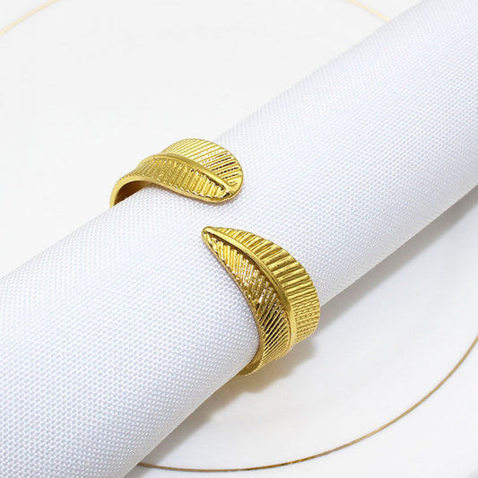 Gold Leaf Napkin Rings For Table Decoration