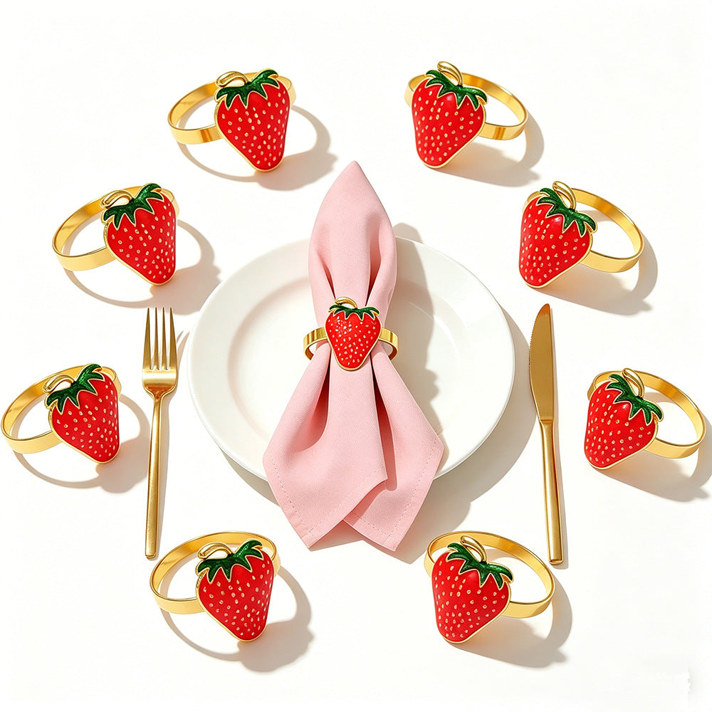 Red Strawberry Napkin Rings For Table Decoration