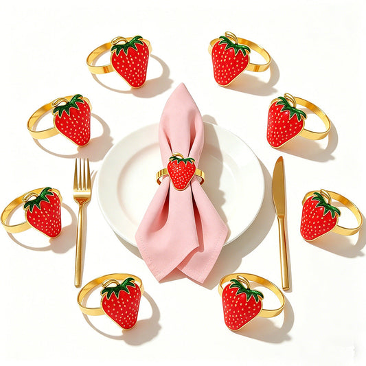 Red Strawberry Napkin Rings For Table Decoration