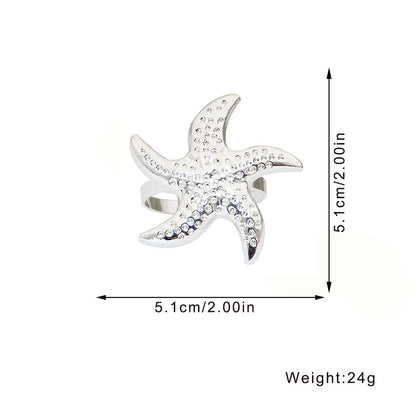 Silver Starfish Napkin Rings For Table Decoration