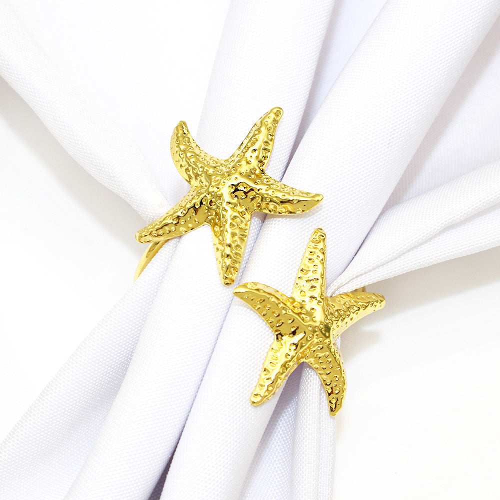 Gold Double Starfish Napkin Rings For Table Decoration