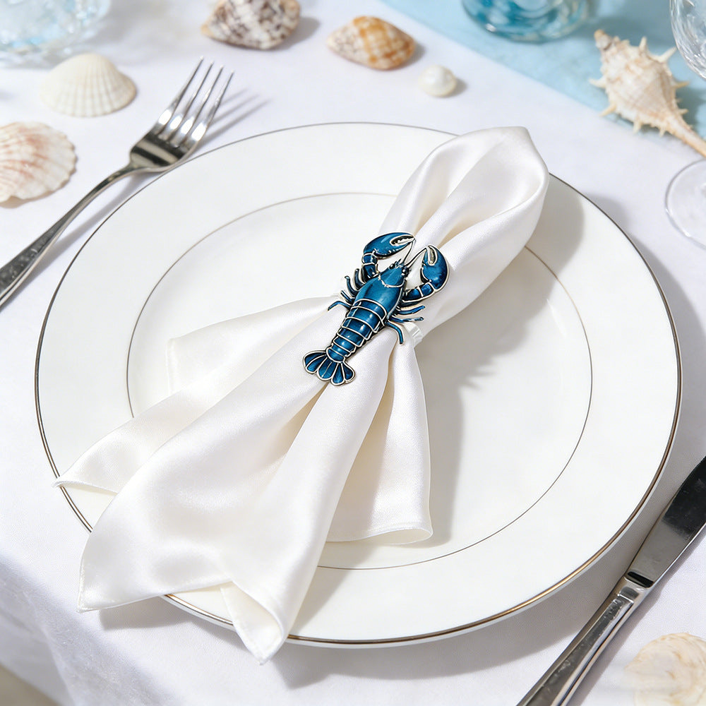Blue Lobster Napkin Rings For Table Decoration
