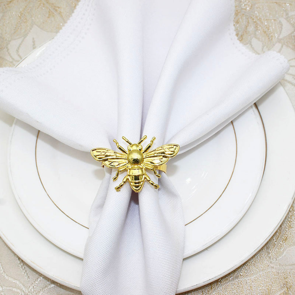 Gold Bee Napkin Rings For Table Decoration