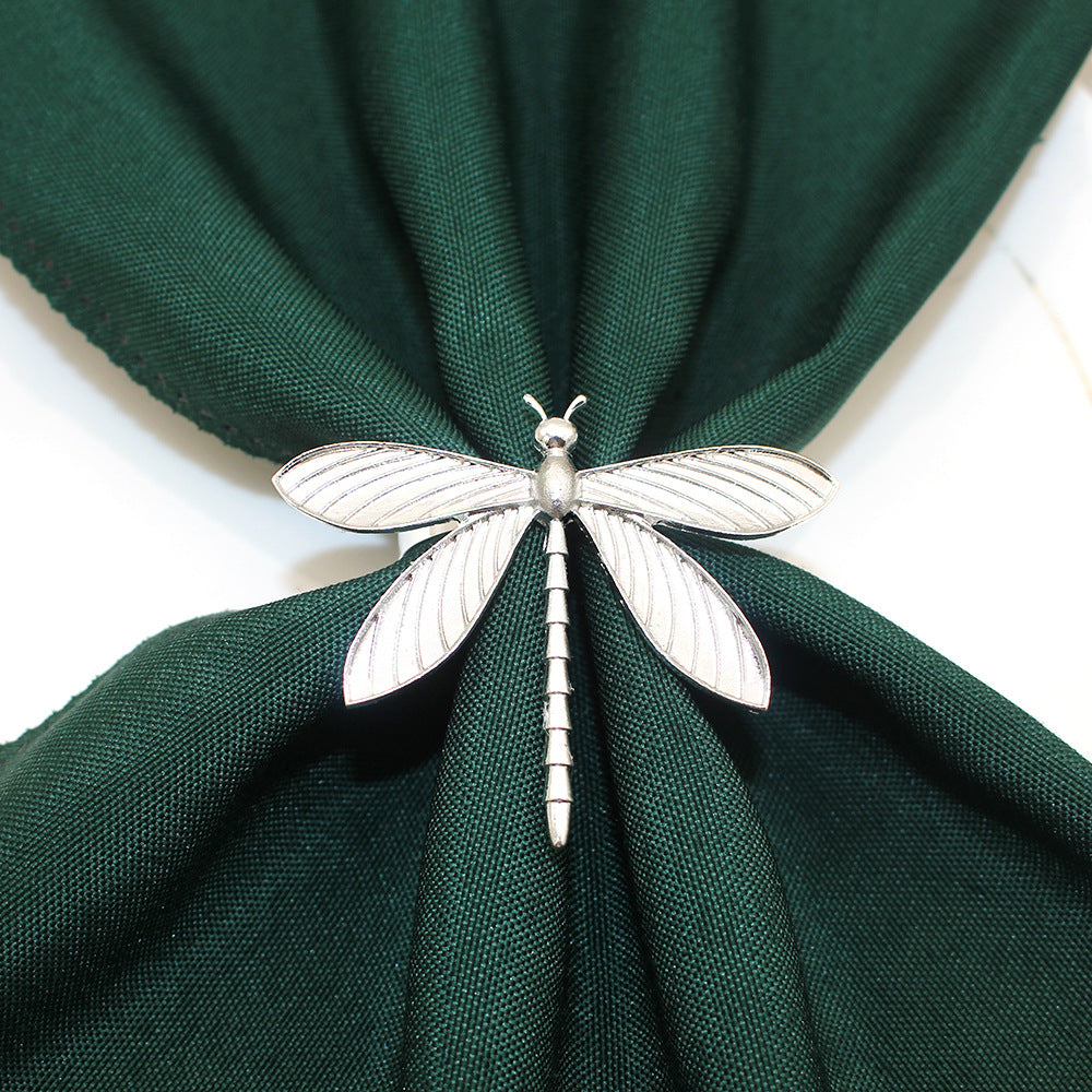 Silver Dragonfly Napkin Rings For Table Decoration