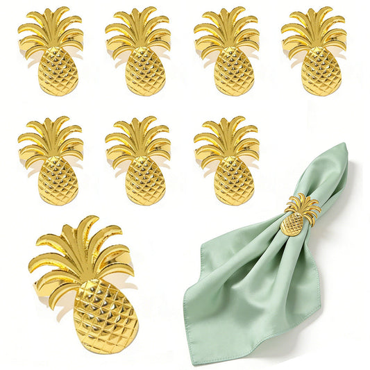 Gold Pineapple Napkin Rings For Table Decoration