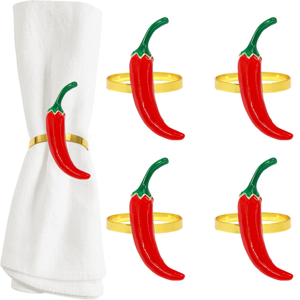 Red Chili Pepper Napkin Rings For Table Decoration