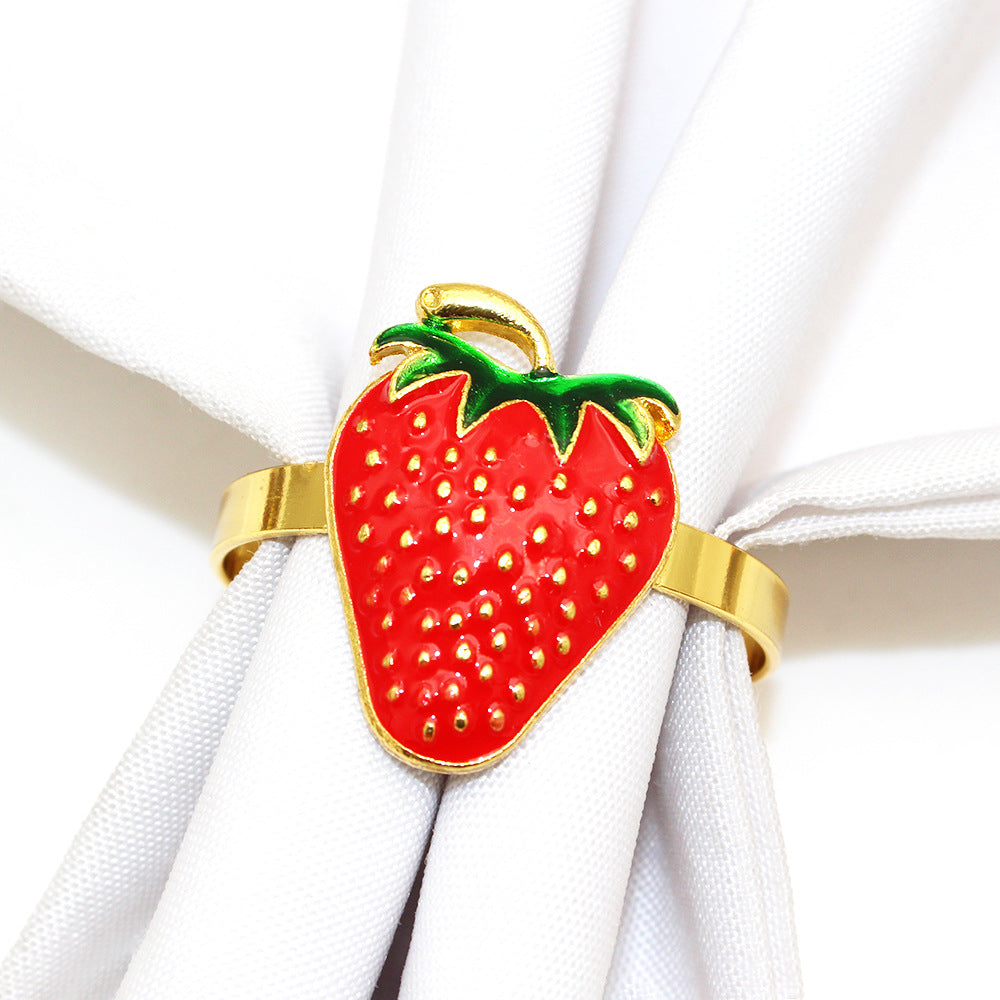 Red Strawberry Napkin Rings For Table Decoration