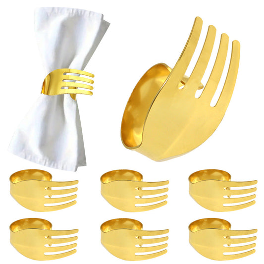 Gold Fork Shaped Napkin Rings For Table Decoration