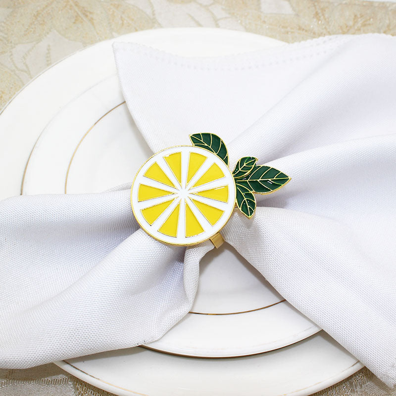 Yellow Lemon Slice Napkin Rings For Table Decoration