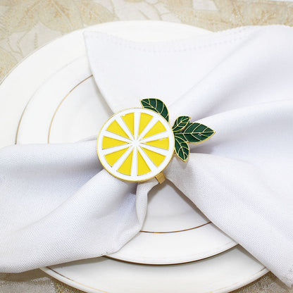 Yellow Lemon Slice Napkin Rings For Table Decoration