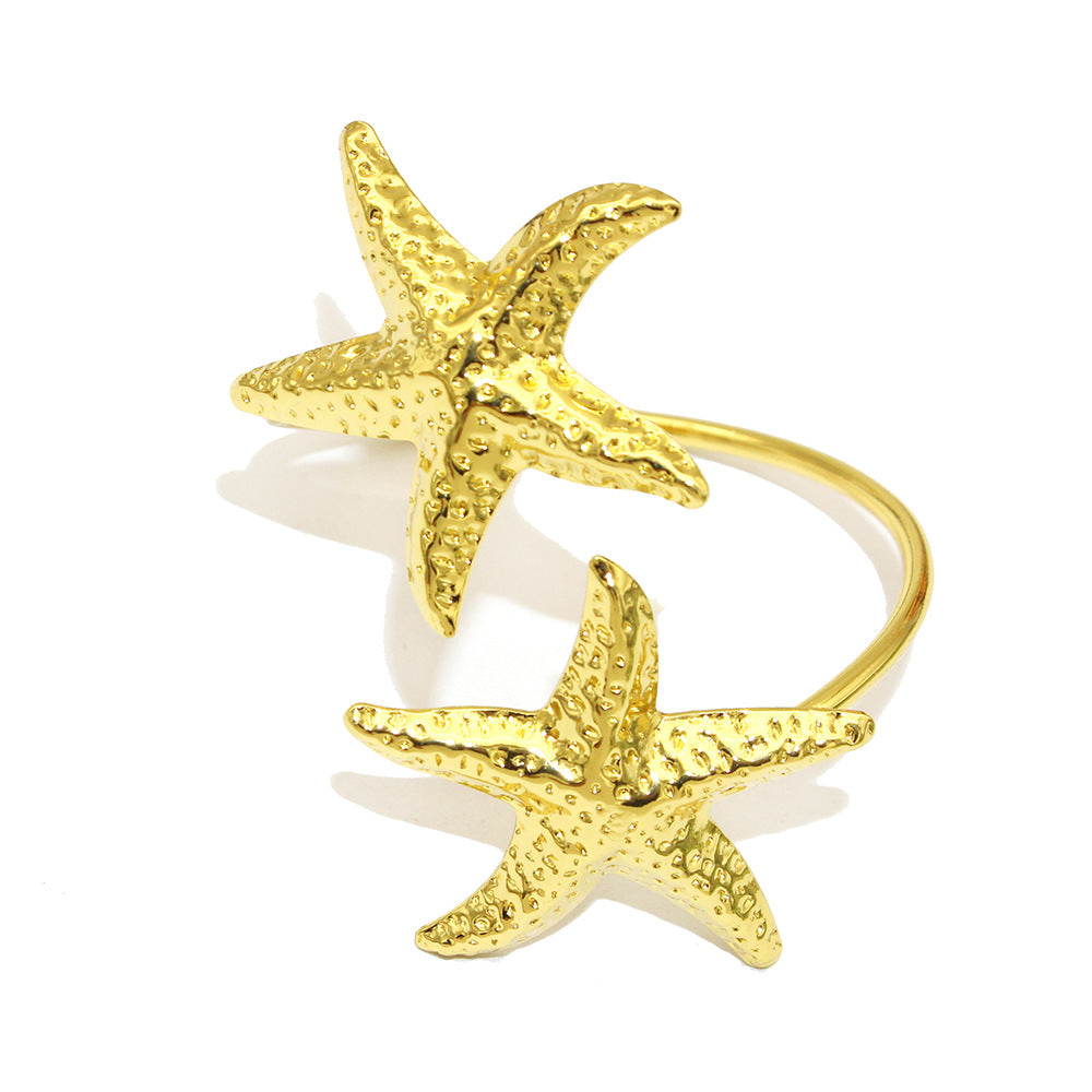 Gold Double Starfish Napkin Rings For Table Decoration