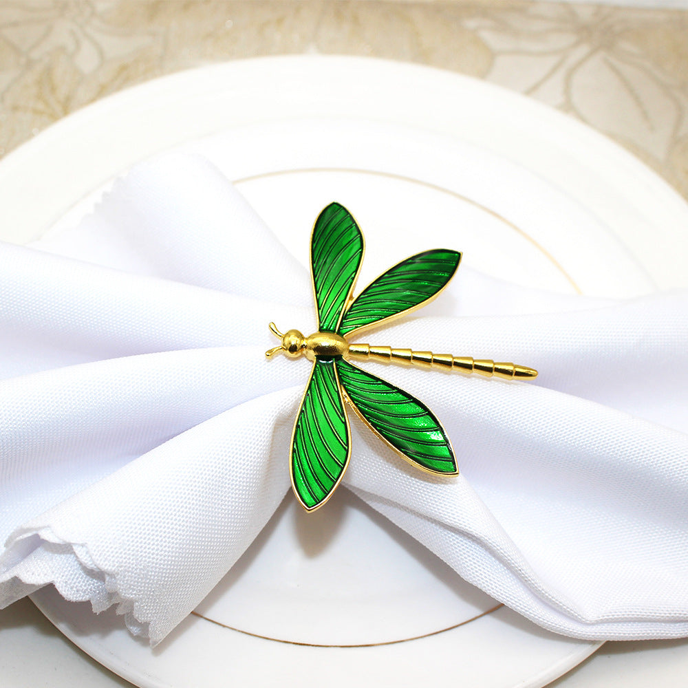 Green Dragonfly Napkin Rings For Table Decoration