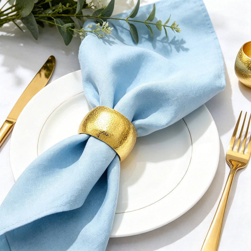 Gold Round Hammered Napkin Rings For Table Decoration