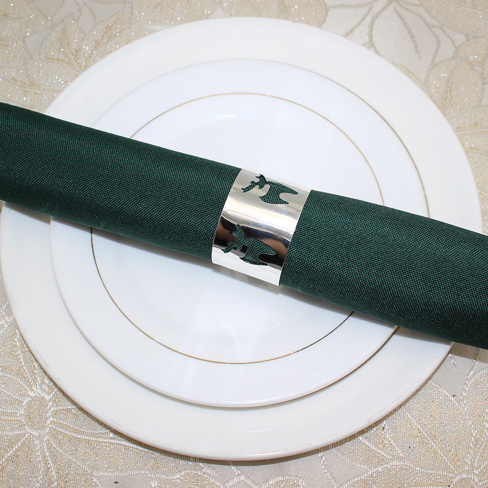 Silver Reindeer Cutout Napkin Rings For Table Decoration
