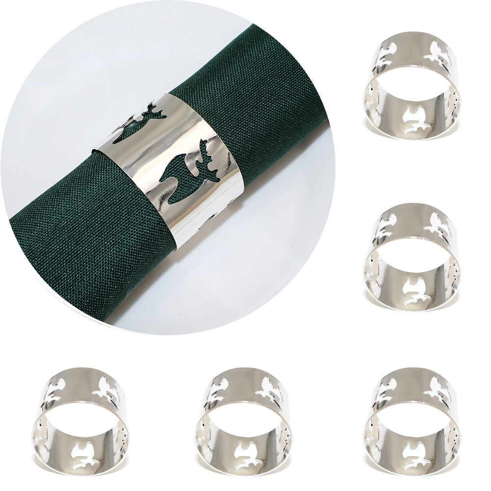 Silver Reindeer Cutout Napkin Rings For Table Decoration