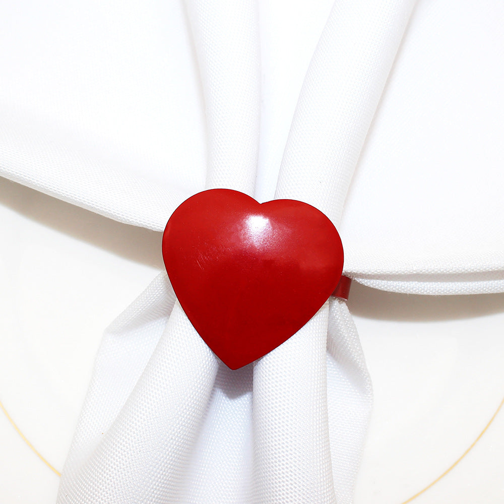Red Heart Shaped Napkin Rings For Table Decoration