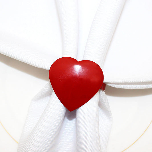 Red Heart Shaped Napkin Rings For Table Decoration