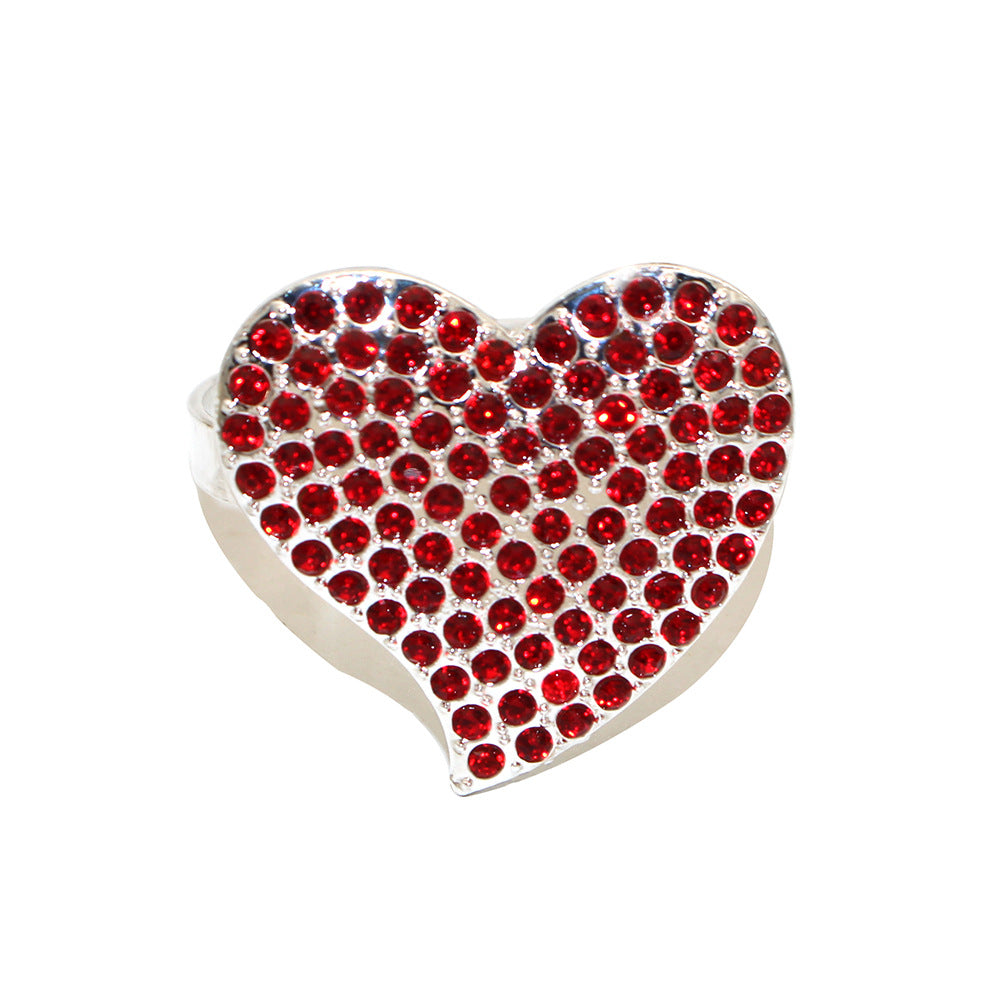 Red Rhinestone Heart Napkin Rings For Table Decorationalwtl