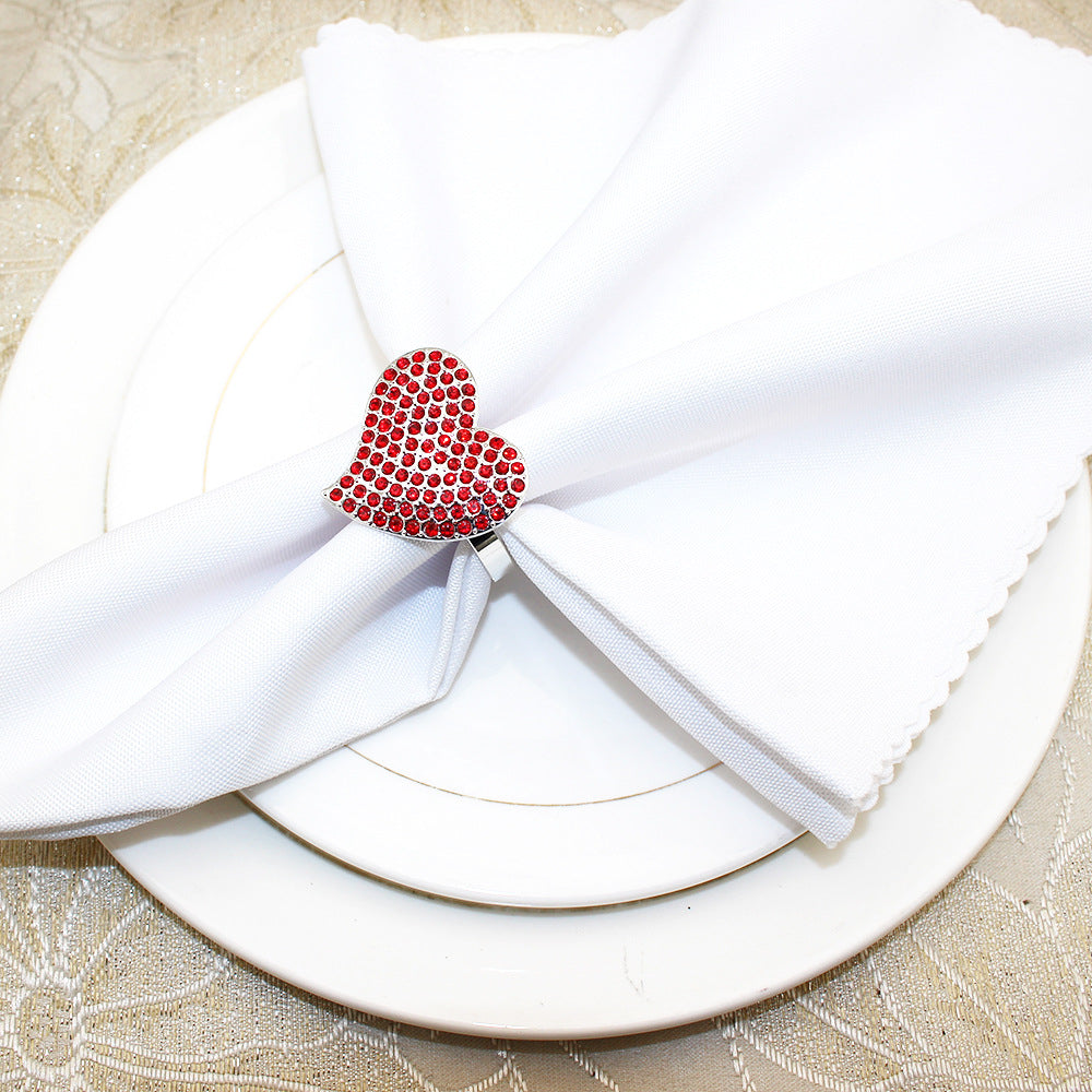 Red Rhinestone Heart Napkin Rings For Table Decorationalwtl