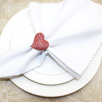 Red Rhinestone Heart Napkin Rings For Table Decorationalwtl