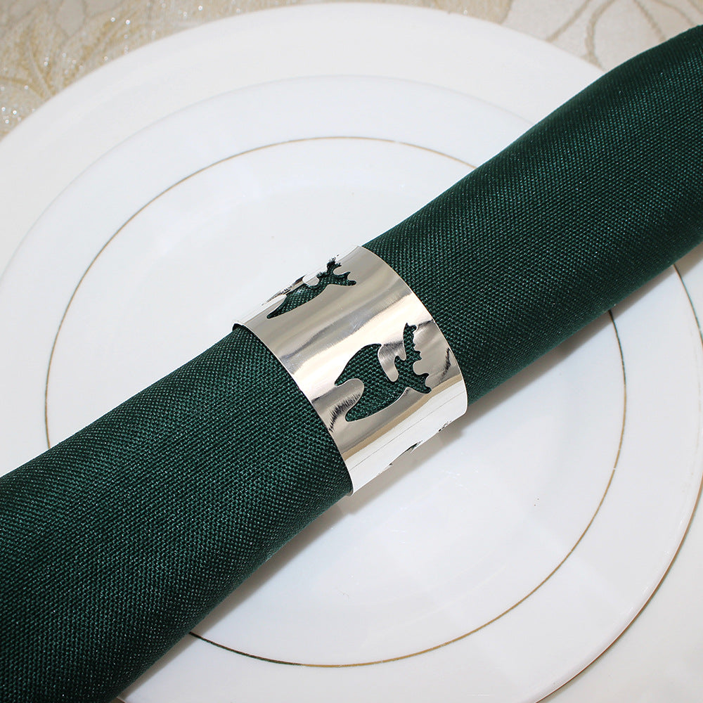 Silver Reindeer Cutout Napkin Rings For Table Decoration