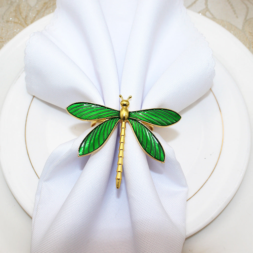 Green Dragonfly Napkin Rings For Table Decoration
