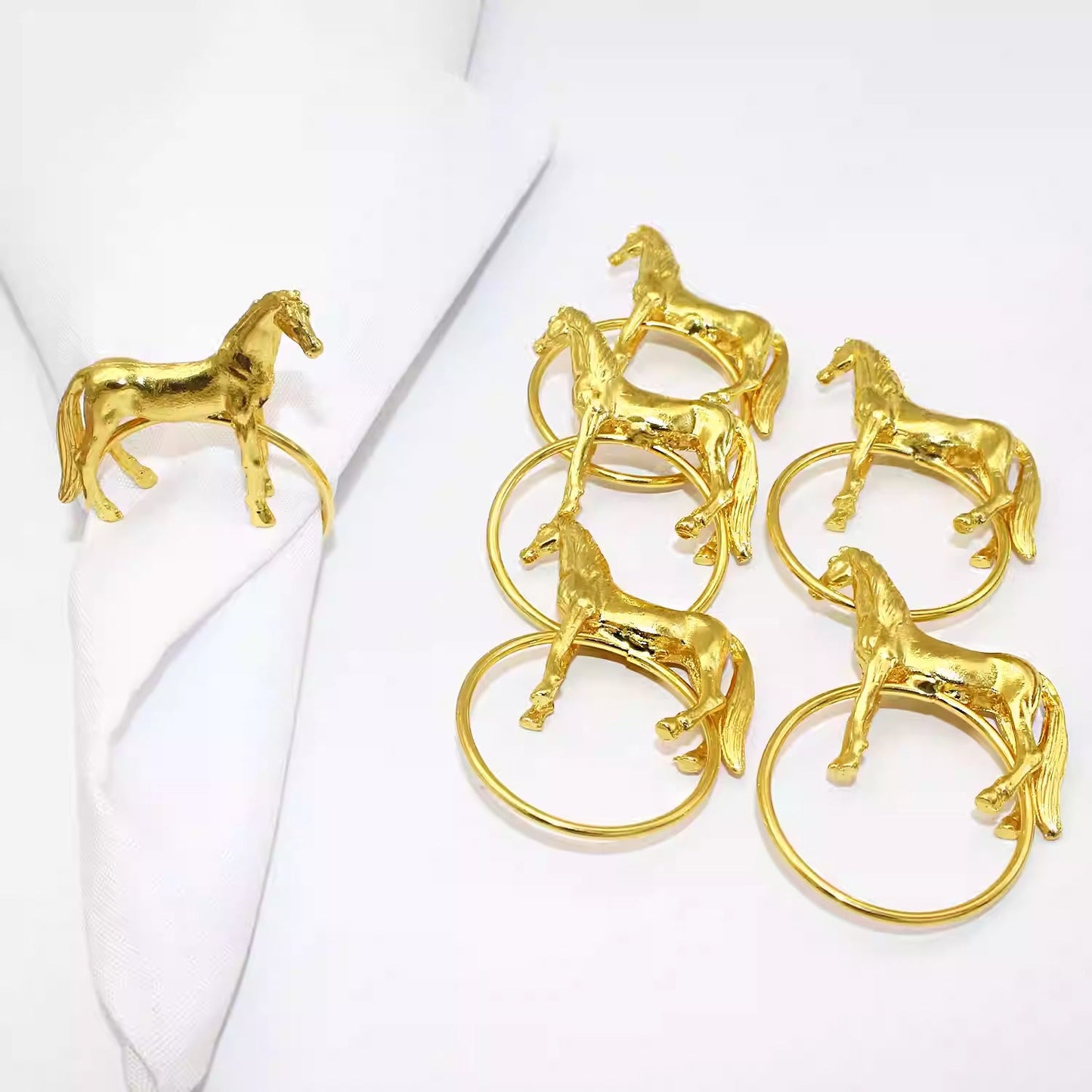 Gold Horse Napkin Rings For Table Decoration