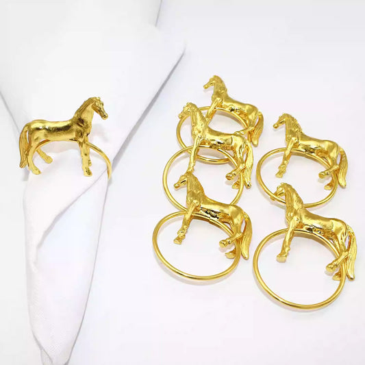 Gold Horse Napkin Rings For Table Decoration