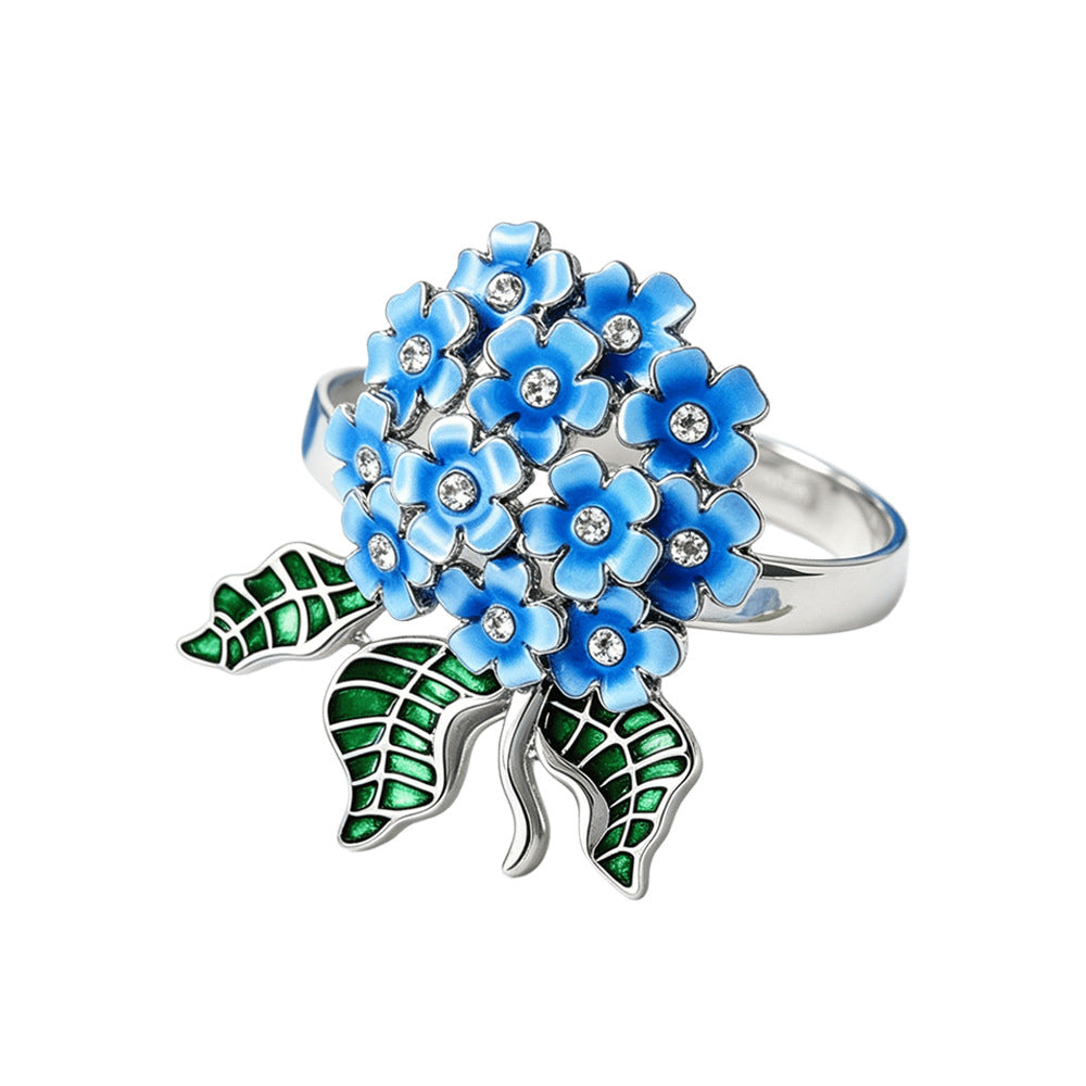 Blue Hydrangea Flower Napkin Rings For Table Decoration